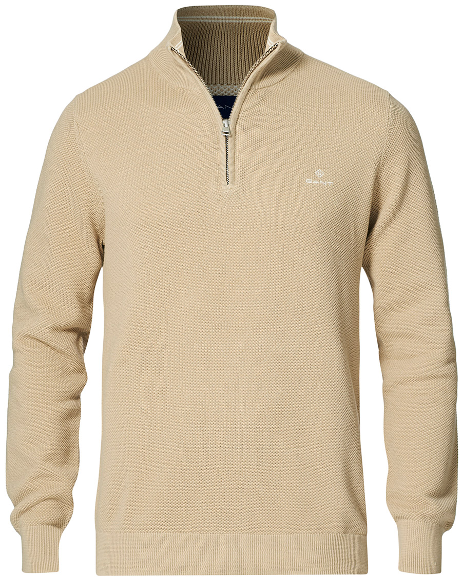 Herren | Pullover | GANT | Cotton Pique Half-Zip Sweater Dry Sand