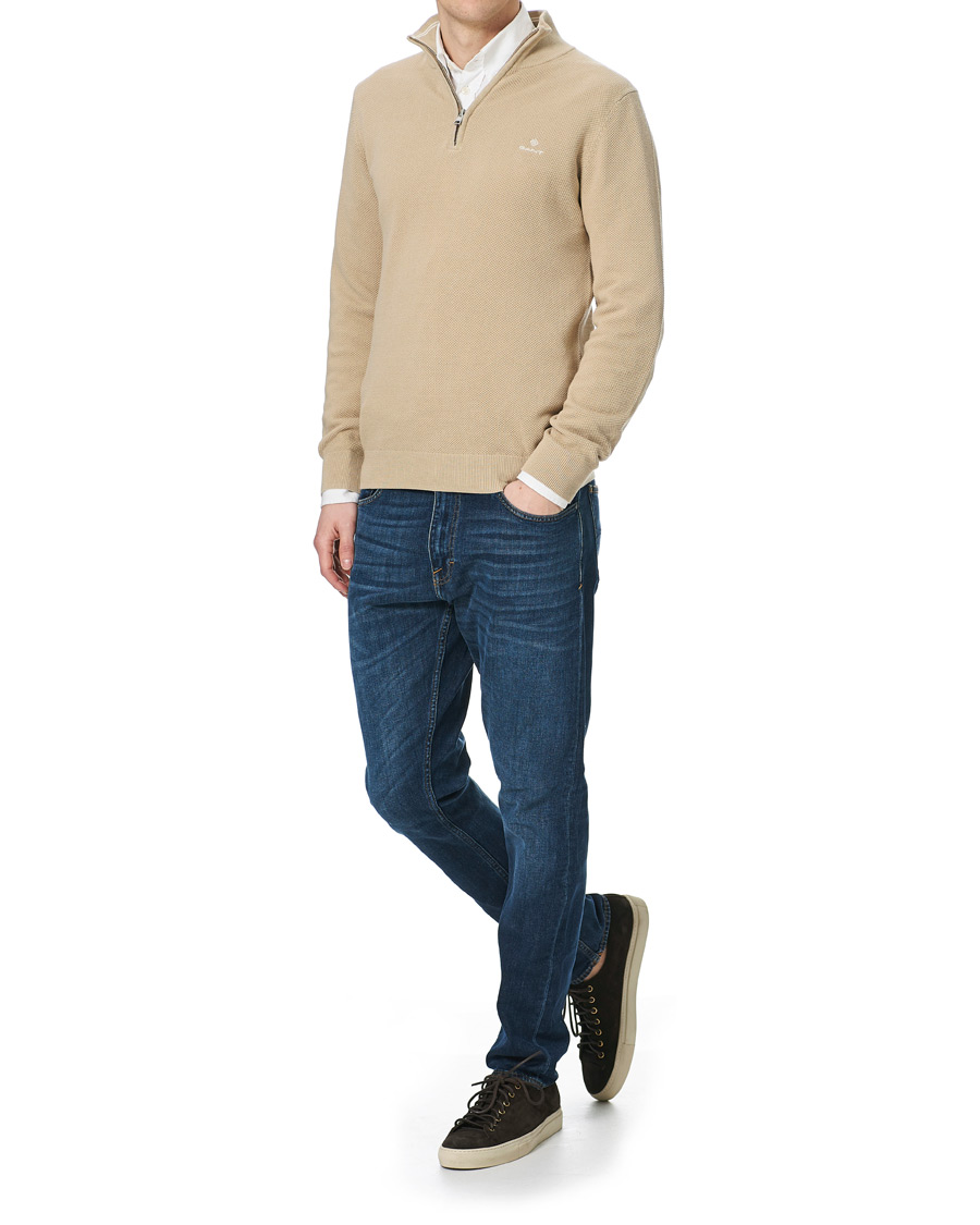 Herren | Pullover | GANT | Cotton Pique Half-Zip Sweater Dry Sand