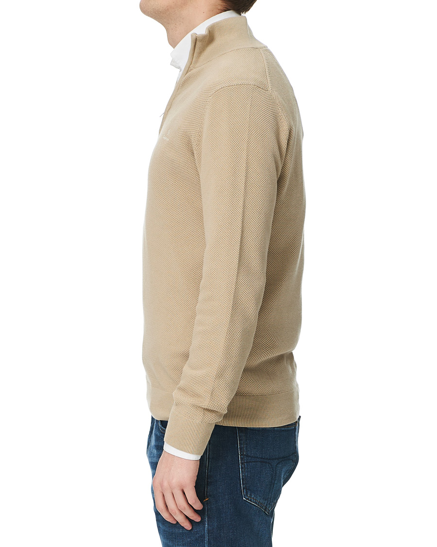 Herren | Pullover | GANT | Cotton Pique Half-Zip Sweater Dry Sand