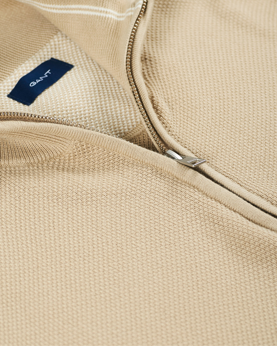 Herren | Pullover | GANT | Cotton Pique Half-Zip Sweater Dry Sand