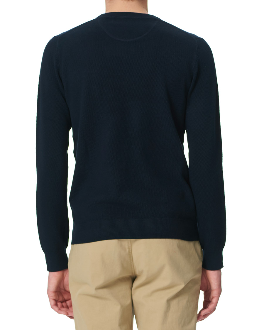 Herren | Pullover | GANT | Cotton Pique Crew Neck Eavning Blue