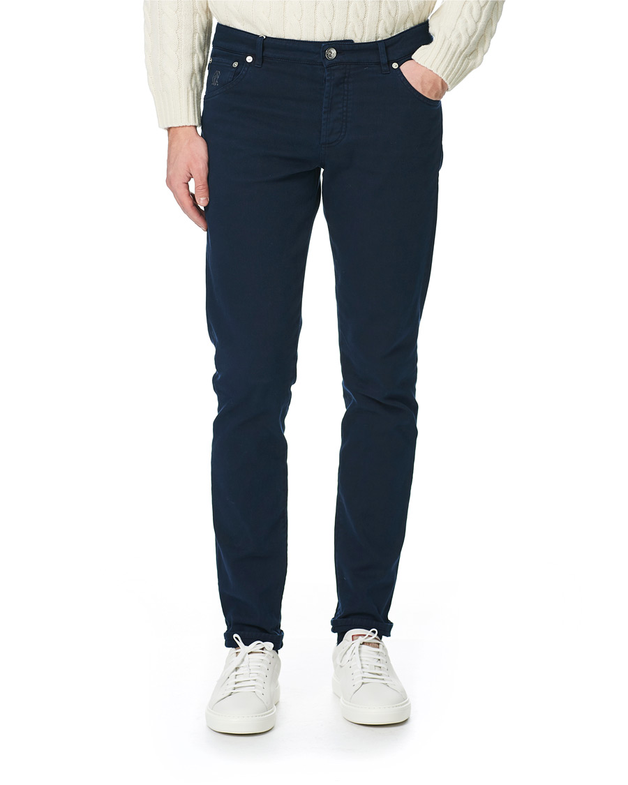 Herren | Hosen | Brunello Cucinelli | Slim Fit 5-Pocket Twill Pants Navy