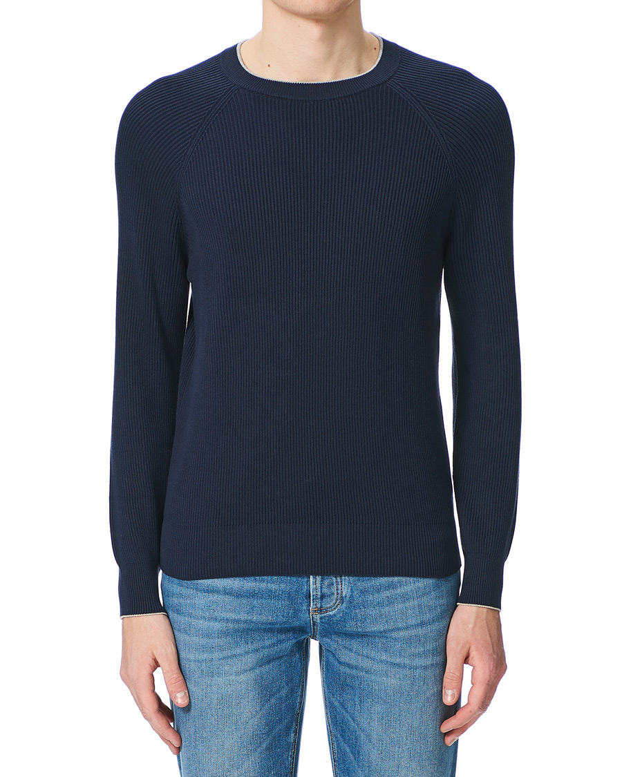 Herren | Pullover | Brunello Cucinelli | Rib Stitch Navy