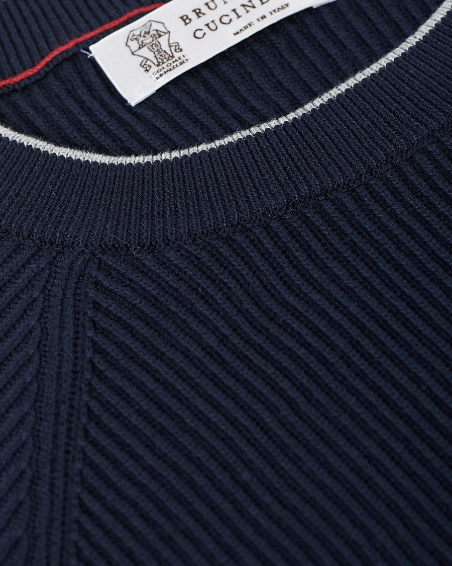 Herren | Pullover | Brunello Cucinelli | Rib Stitch Navy
