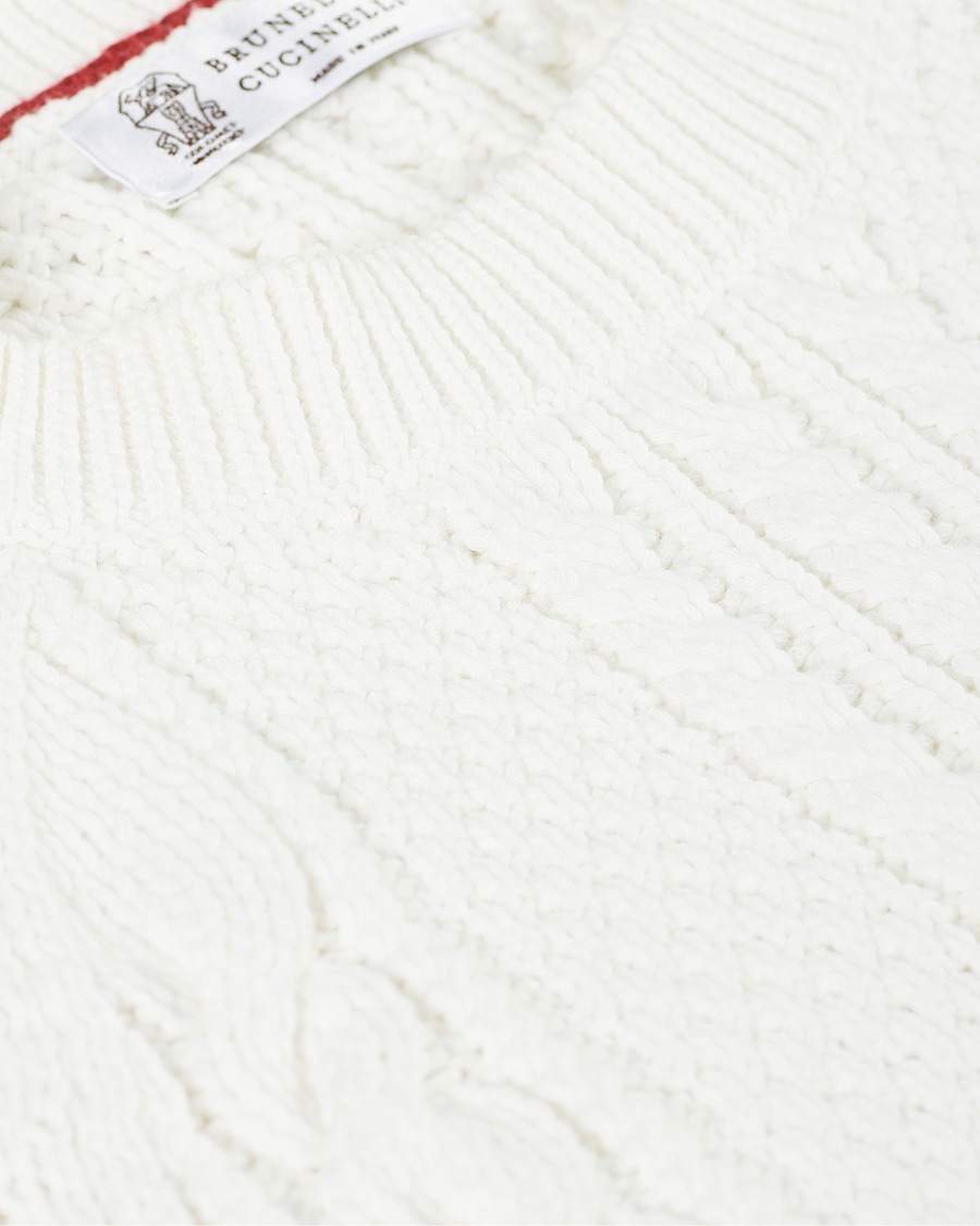 Herren | Pullover | Brunello Cucinelli | Cotton Aran Cable Sweater Off White
