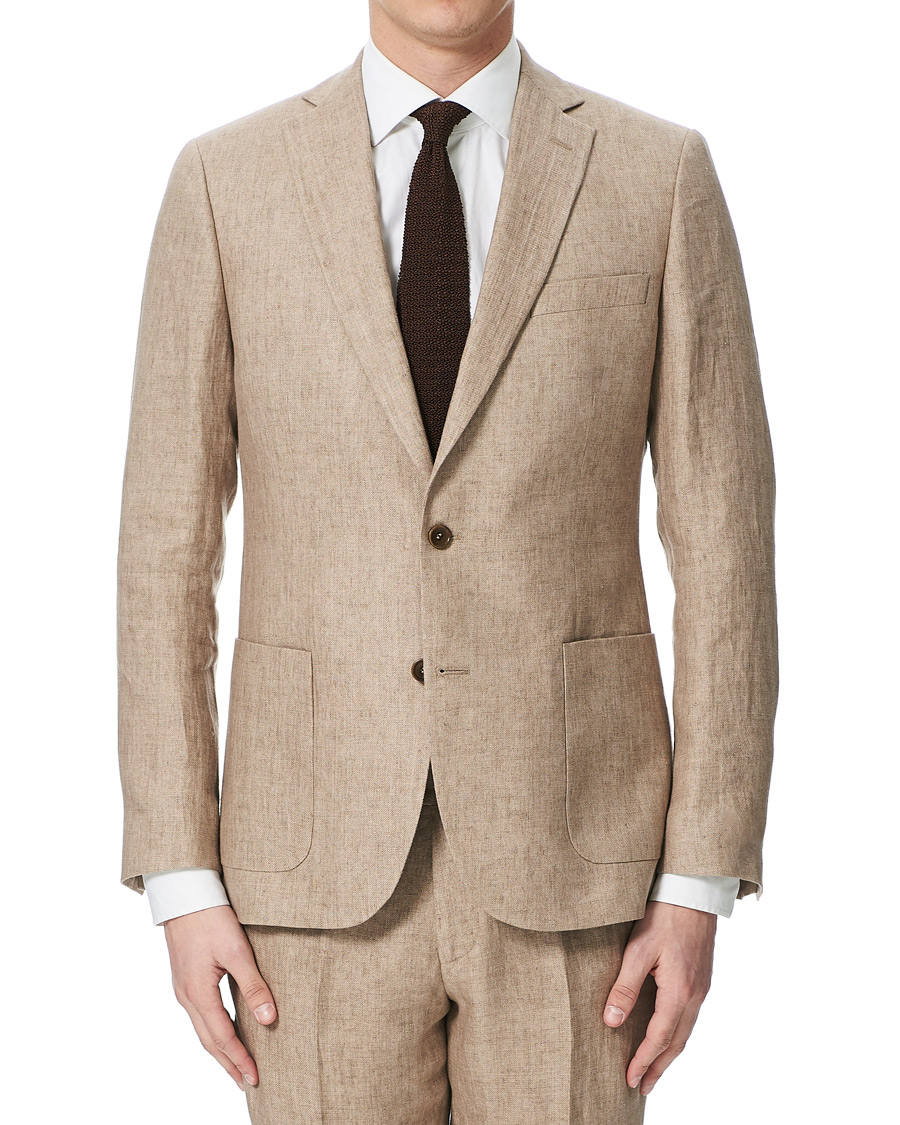 Herren | Sakkos | Morris | Sebastian Linen Patch Pocket Blazer Khaki