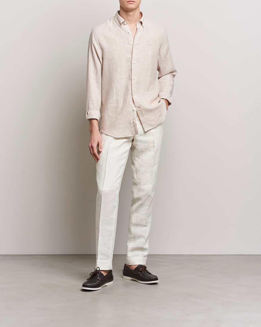 Herren | Hemden | Morris | Douglas Button Down Linen Shirt Khaki