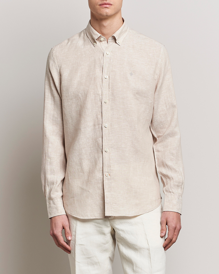 Herren | Preppy Authentic | Morris | Douglas Linen Button Down Shirt Khaki