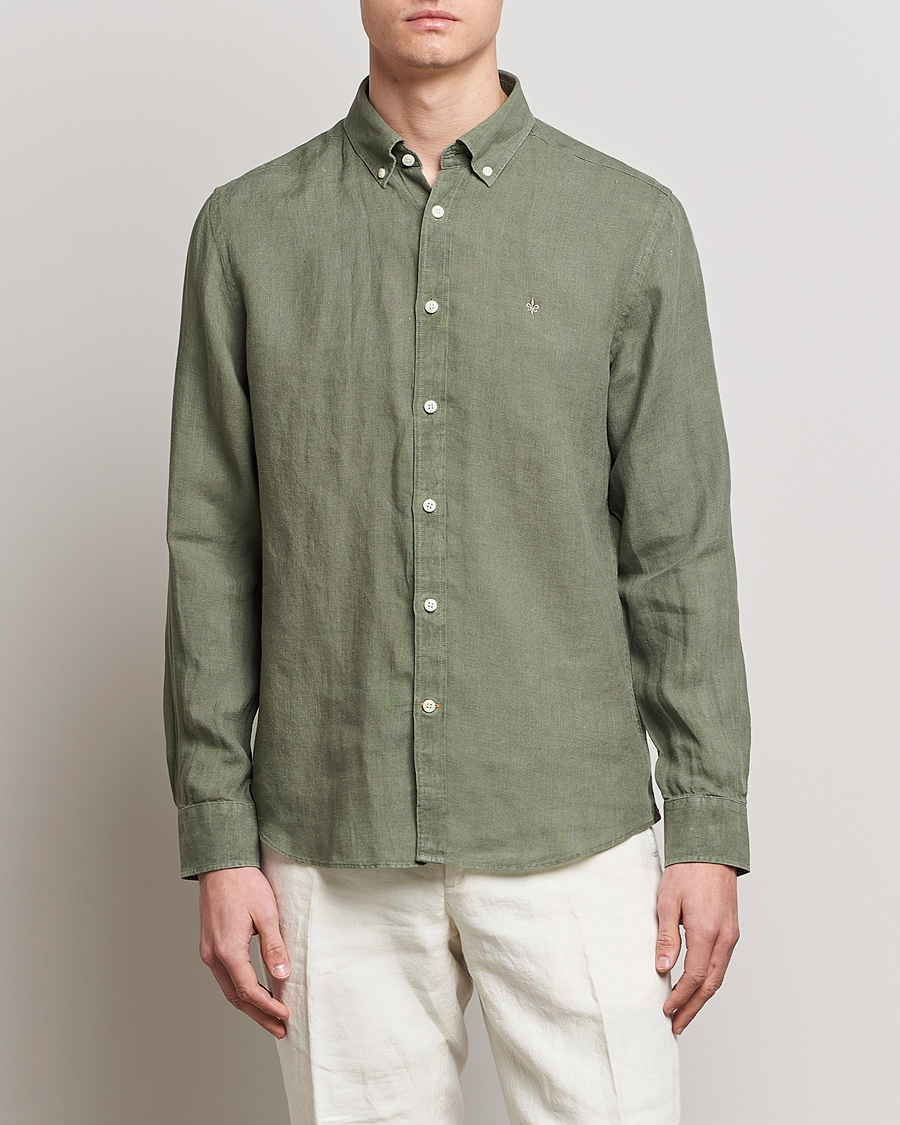 Herren | Kategorie | Morris | Douglas Linen Button Down Shirt Olive