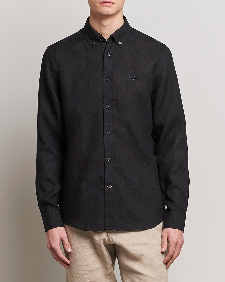 Herren | Kategorie | Morris | Douglas Linen Button Down Shirt Black