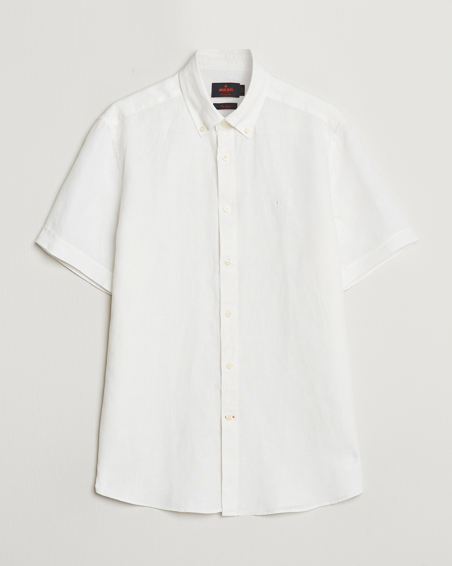 Herren | Hemden | Morris | Douglas Short Sleeve Linen Shirt White