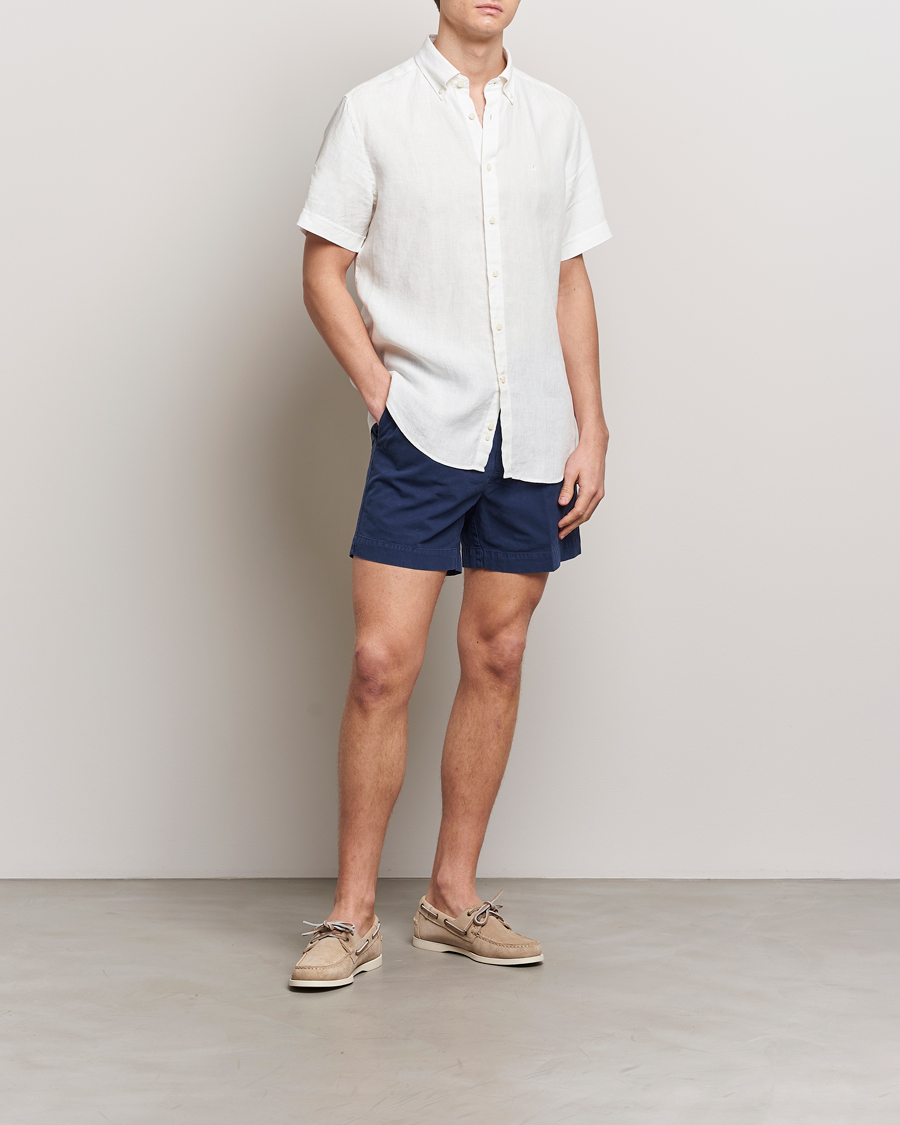 Herren | Hemden | Morris | Douglas Short Sleeve Linen Shirt White