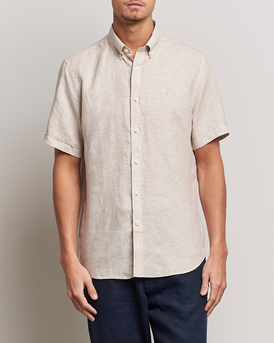 Herren | Preppy Authentic | Morris | Douglas Linen Short Sleeve Shirt Khaki