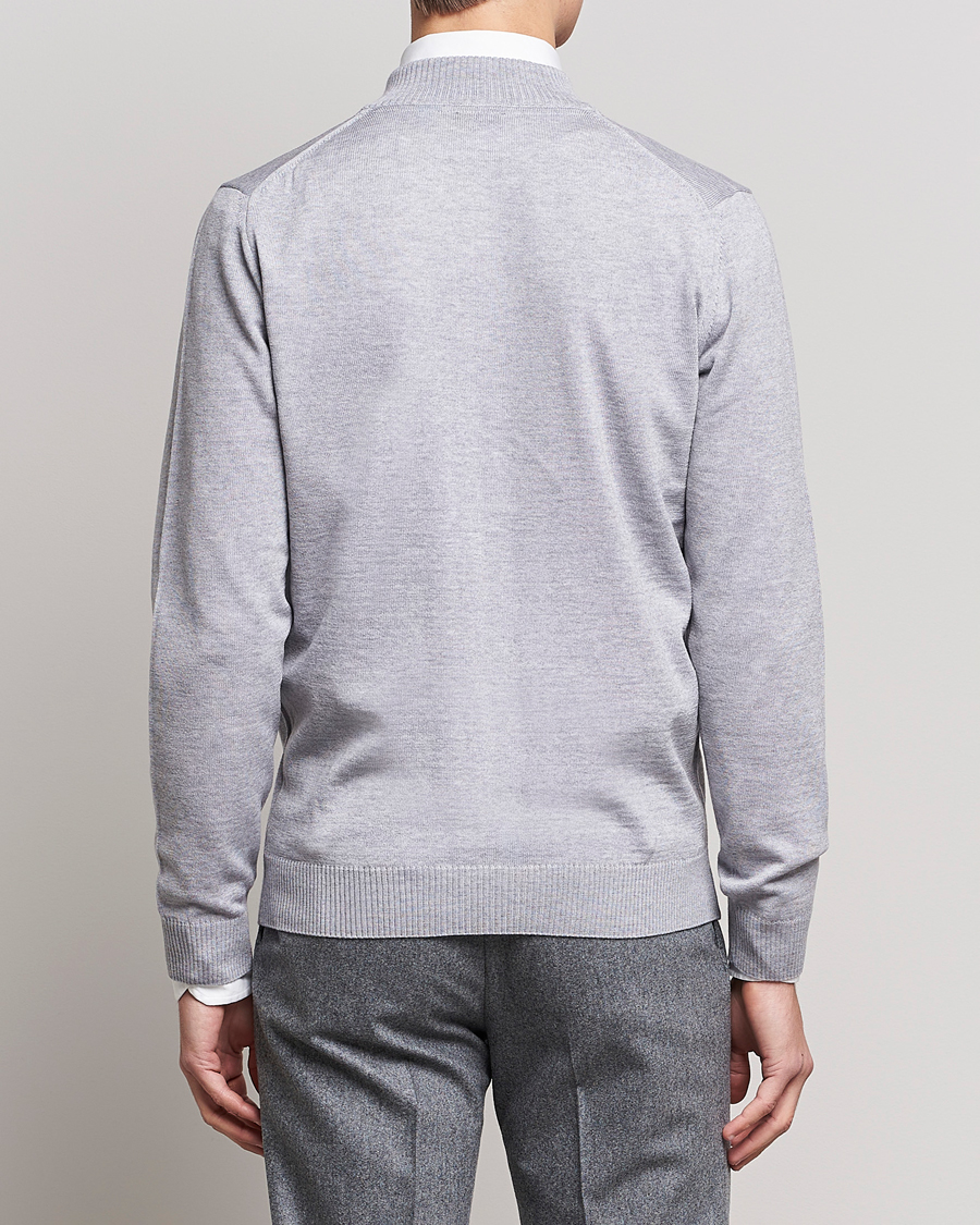 Herren | Pullover | Stenströms | Merino Wool Full Zip Light Grey
