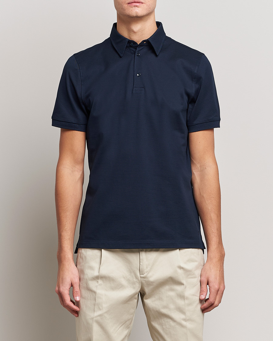 Herren | Stenströms | Stenströms | Cotton Polo Shirt Navy