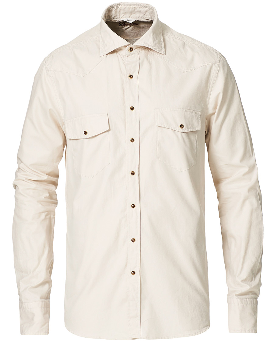 Herren | Hemden | Stenströms | Slimline Twill Western Shirt Beige