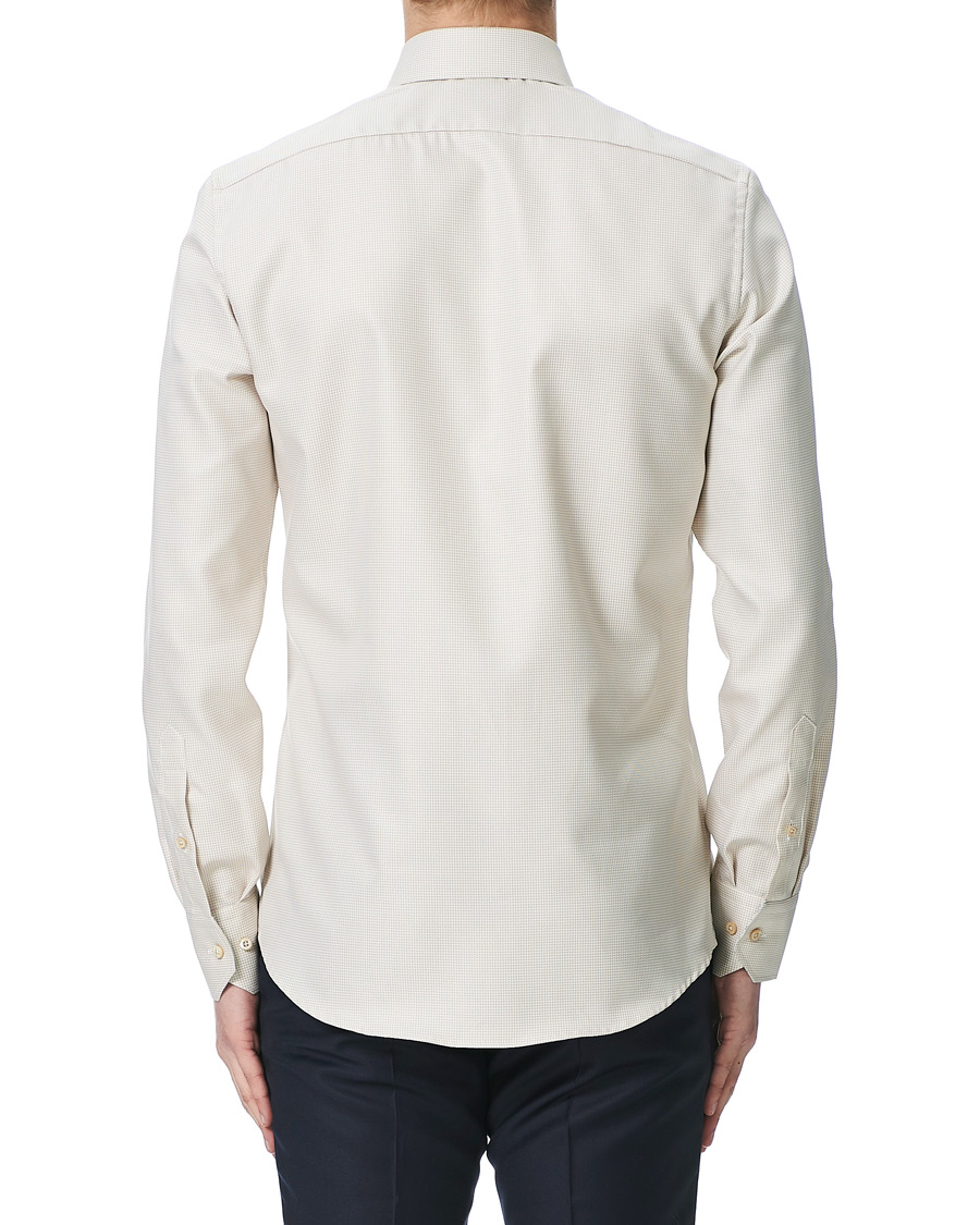 Herren | Hemden | Stenströms | Slimline Contrast Houndstooth Shirt Beige