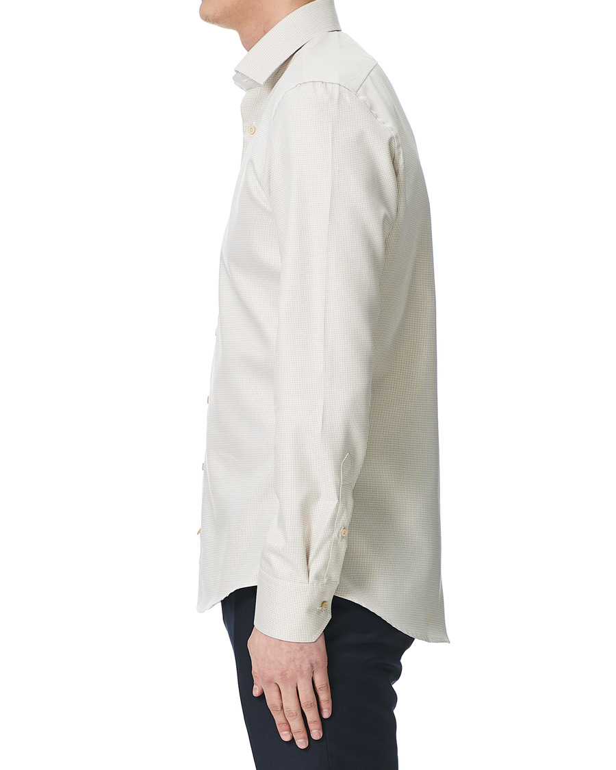 Herren | Hemden | Stenströms | Slimline Contrast Houndstooth Shirt Beige