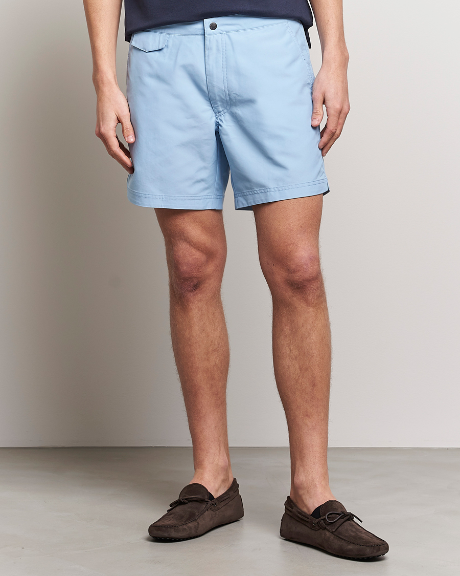 Herren | Badehosen | Sunspel | Recycled Seaqual Tailored Swim Shorts Light Blue