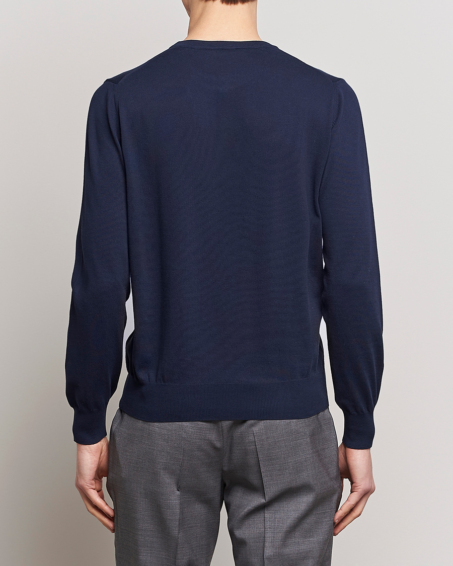 Herren | Pullover | Canali | Cotton Crew Neck Pullover Navy