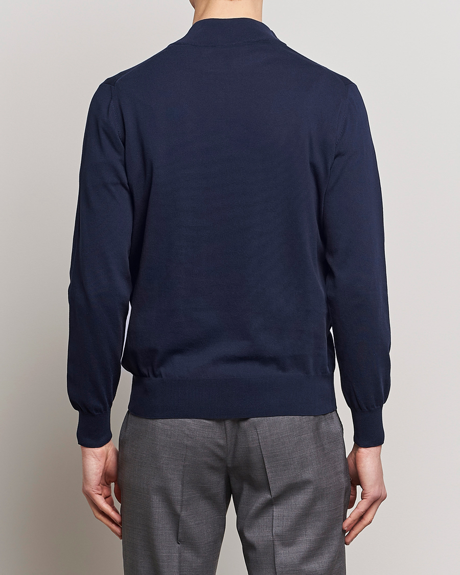 Herren | Pullover | Canali | Cotton Half Zip Sweater Navy