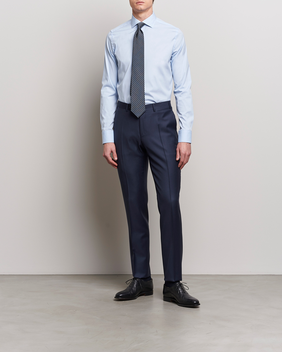 Herren | Italian Department | Canali | Slim Fit Cotton/Stretch Shirt Light Blue