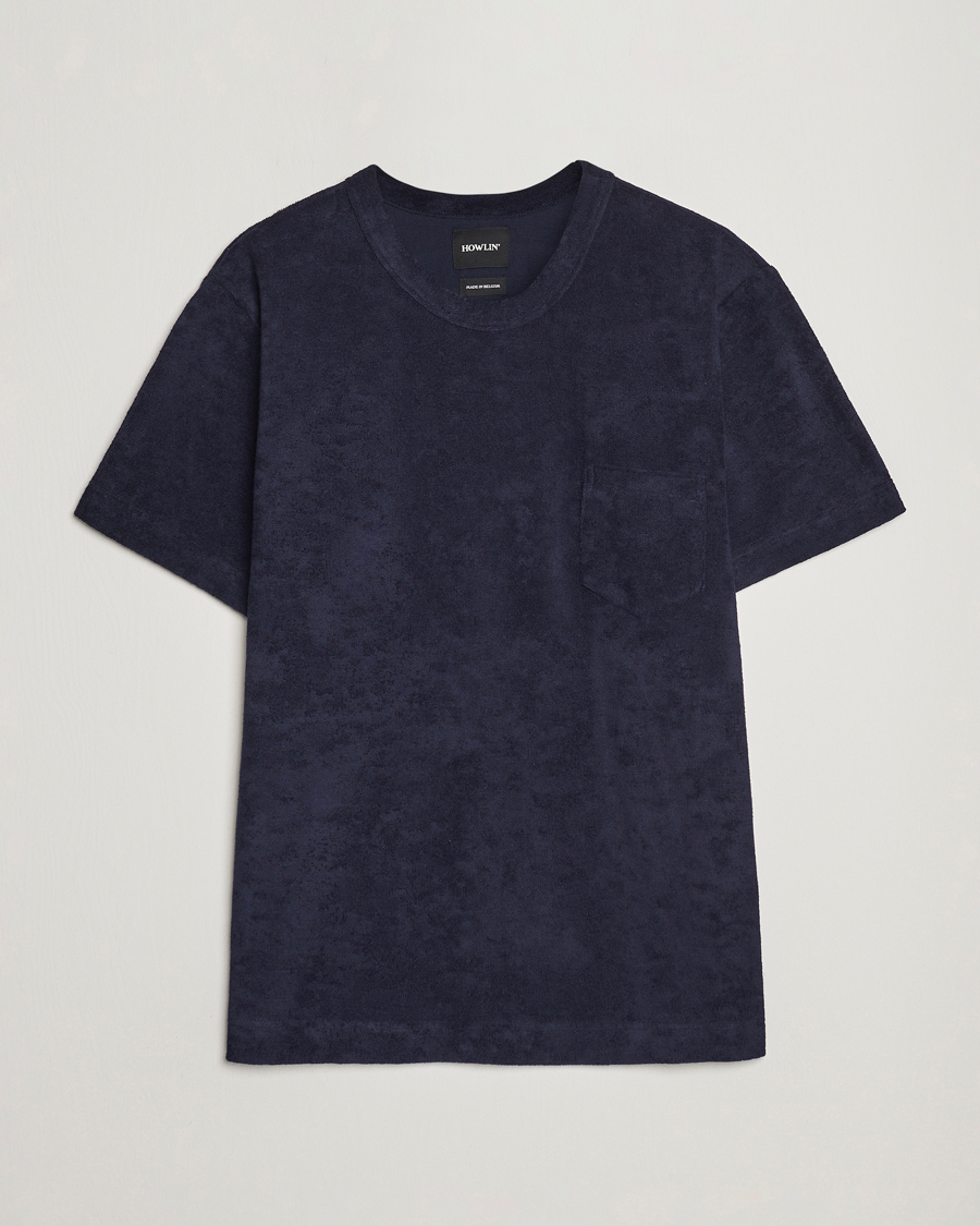 Herren | T-Shirts | Howlin' | Fons Cotton Blend Terry Pocket Tee Navy