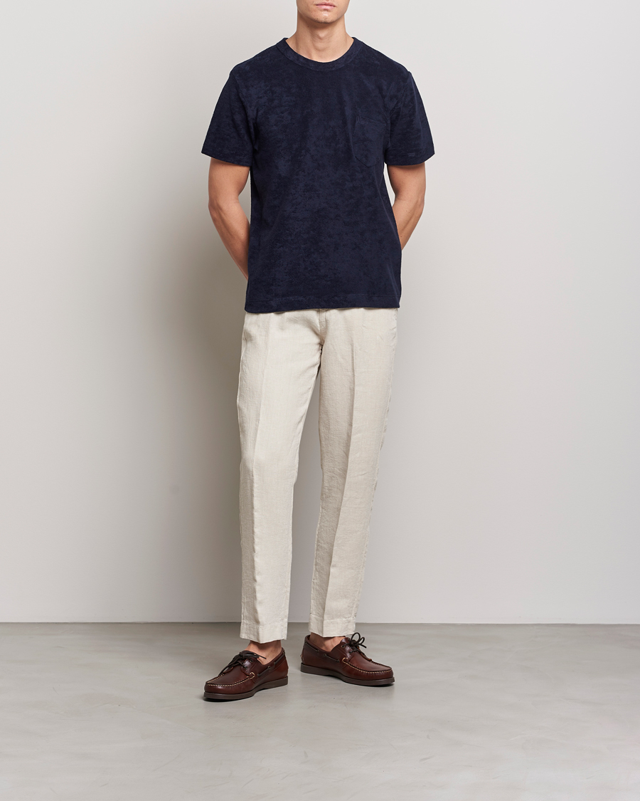Herren | T-Shirts | Howlin' | Fons Cotton Blend Terry Pocket Tee Navy