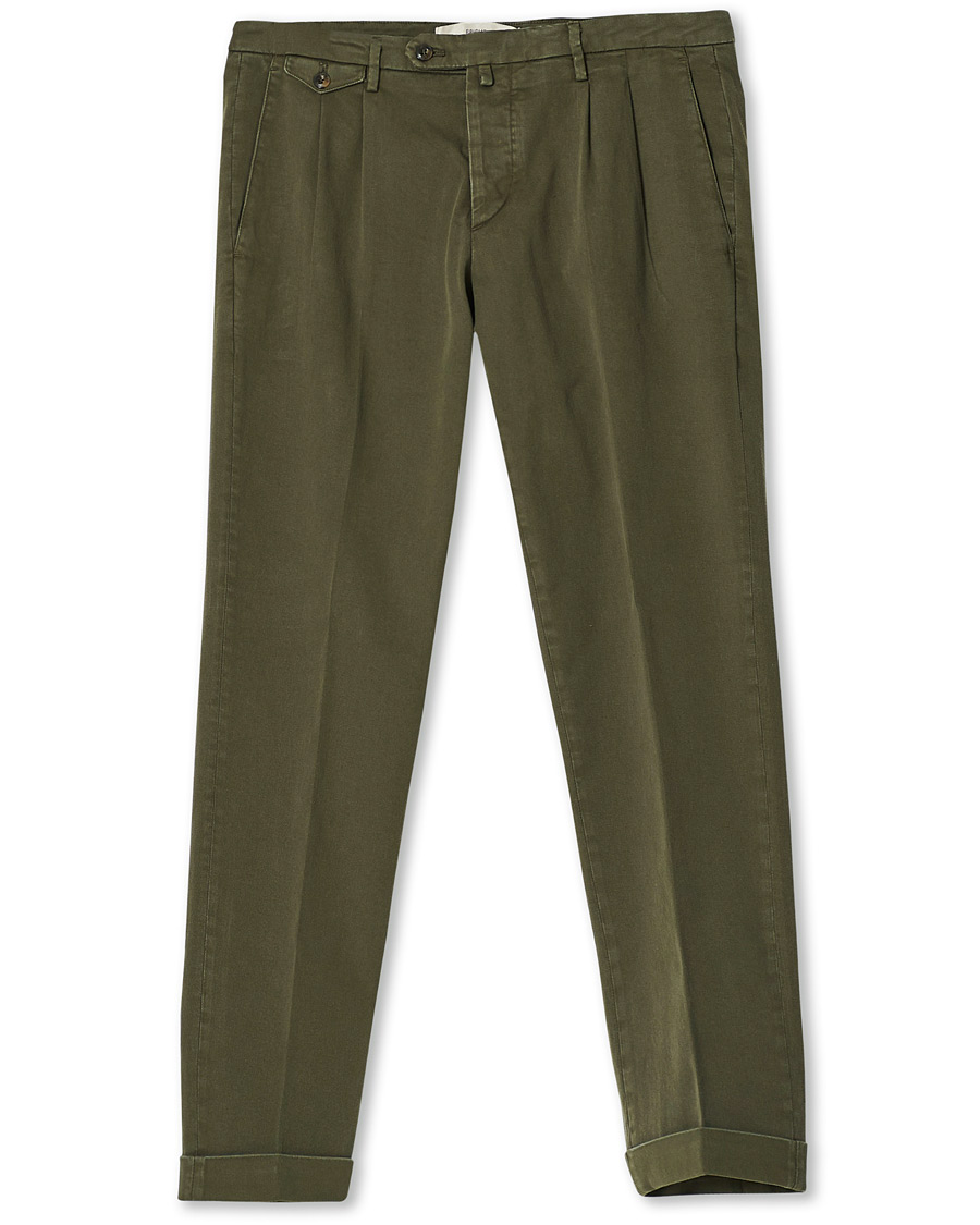 Herren | Hosen | Briglia 1949 | Easy Fit Pleated Cotton Chinos Olive