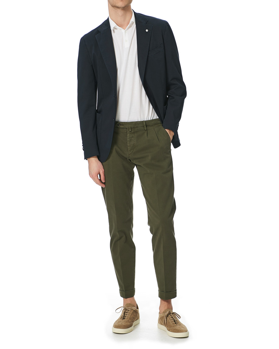 Herren | Hosen | Briglia 1949 | Easy Fit Pleated Cotton Chinos Olive