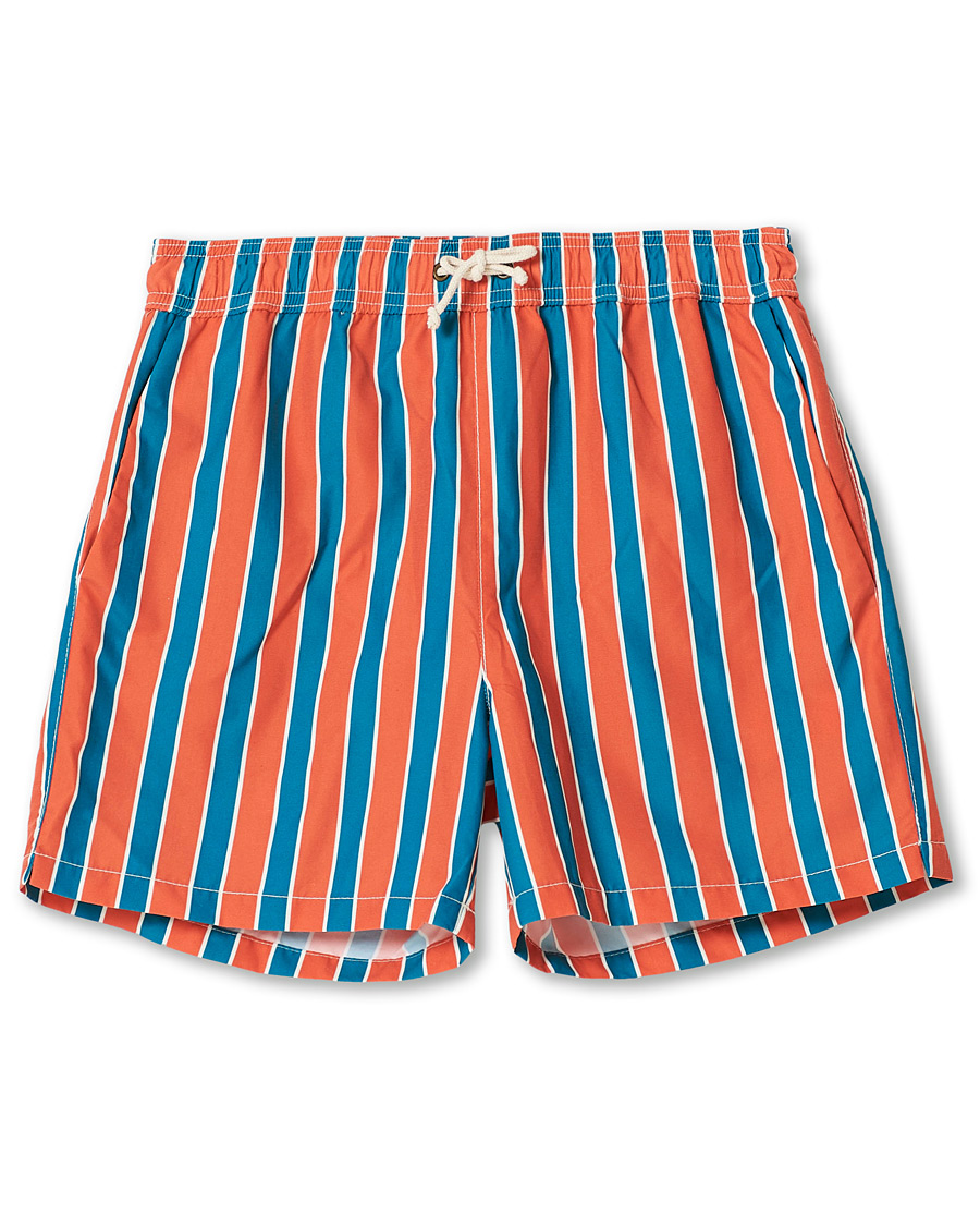 Herren | Badehosen | Ripa Ripa | Monterosso Striped Swimshorts Green/Orange