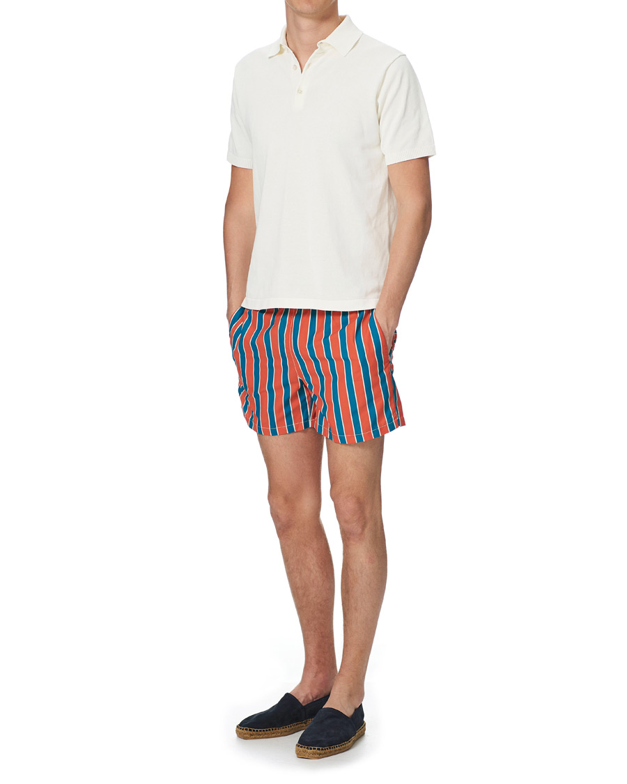 Herren | Badehosen | Ripa Ripa | Monterosso Striped Swimshorts Green/Orange
