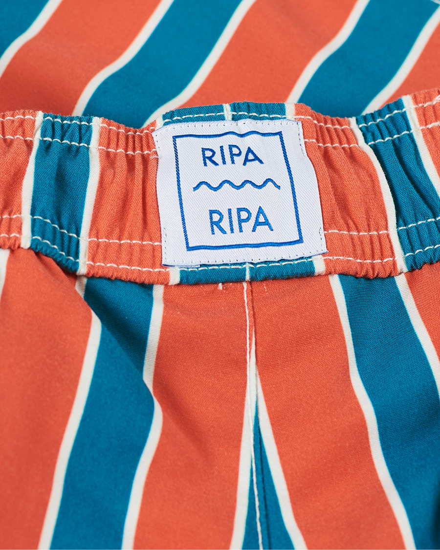 Herren | Badehosen | Ripa Ripa | Monterosso Striped Swimshorts Green/Orange