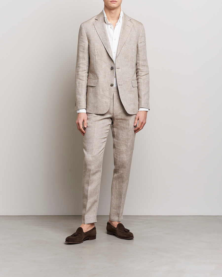Herren | Hosen | Oscar Jacobson | Denz Linen Trousers Beige