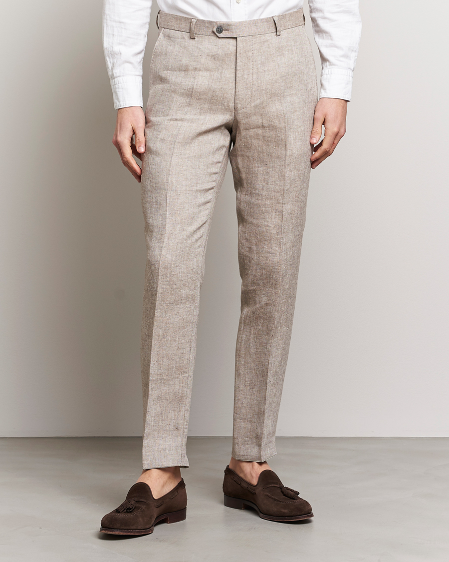 Herren | Hosen | Oscar Jacobson | Denz Linen Trousers Beige