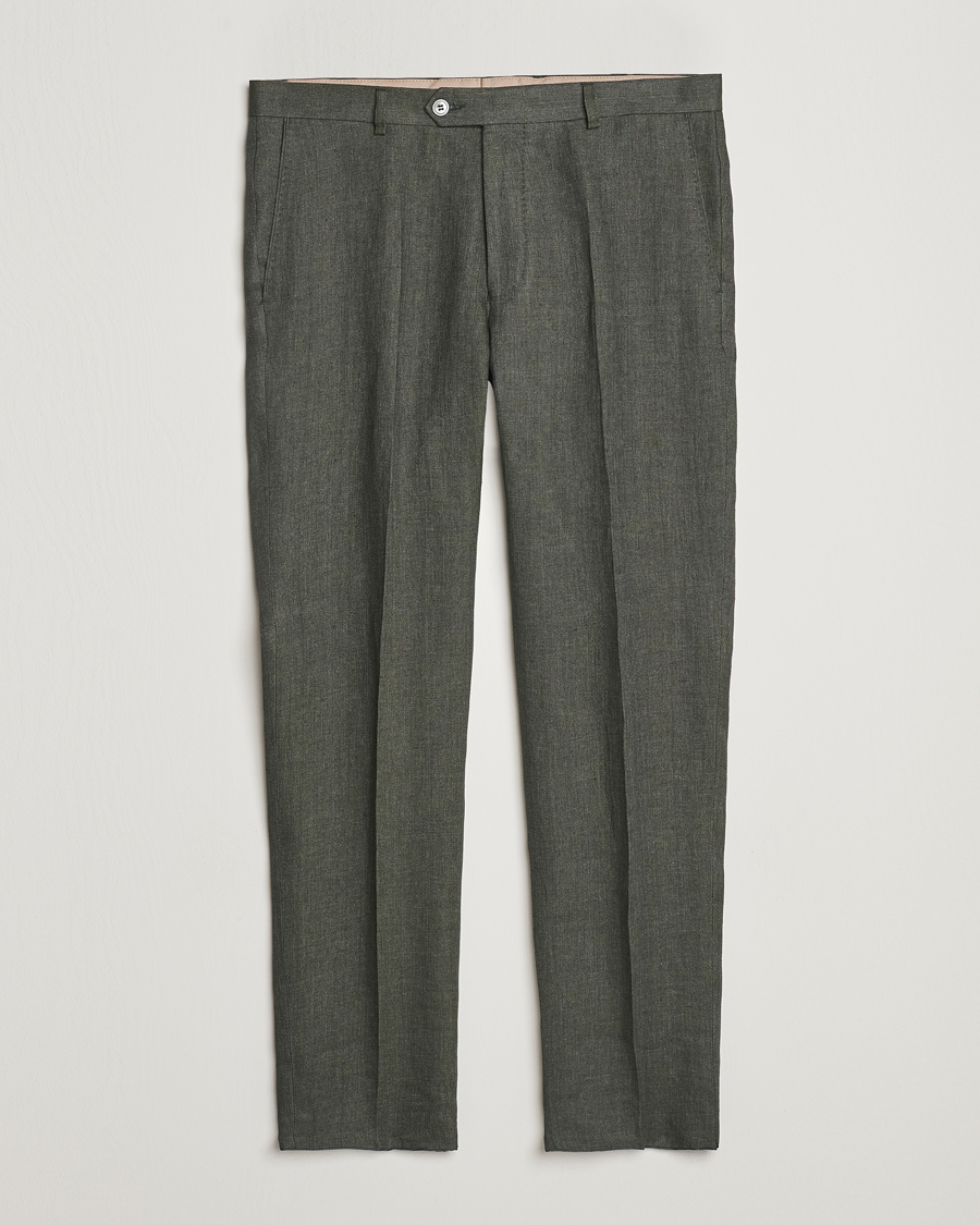 Herren | Hosen | Oscar Jacobson | Denz Linen Trousers Green