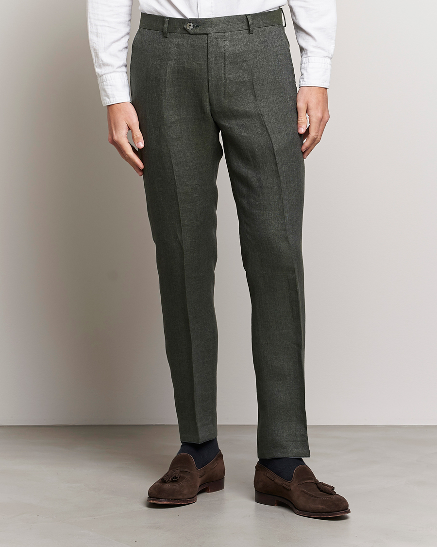 Herren | Hosen | Oscar Jacobson | Denz Linen Trousers Green