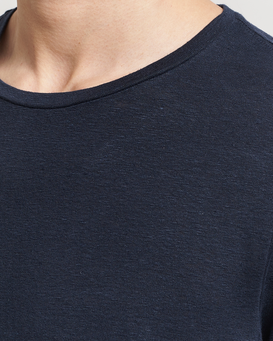 Herren | T-Shirts | Oscar Jacobson | Kyran Linen T-Shirt Navy