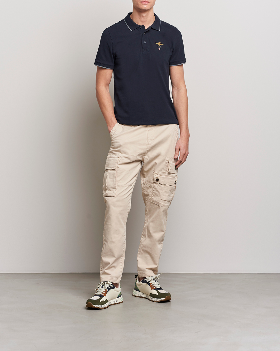 Herren | Poloshirts | Aeronautica Militare | Garment Dyed Cotton Polo Navy