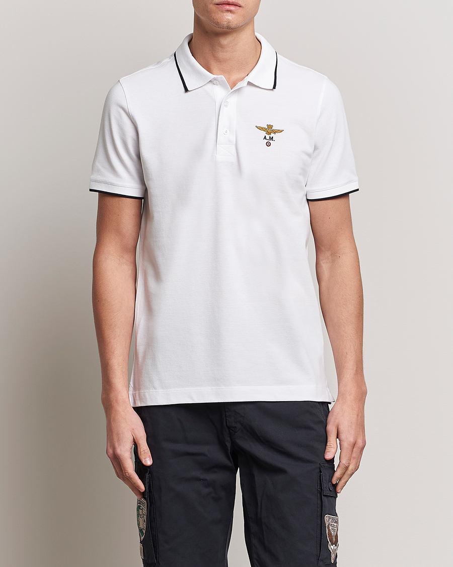 Herren | Kurzarm-Poloshirts | Aeronautica Militare | Garment Dyed Cotton Polo Off White