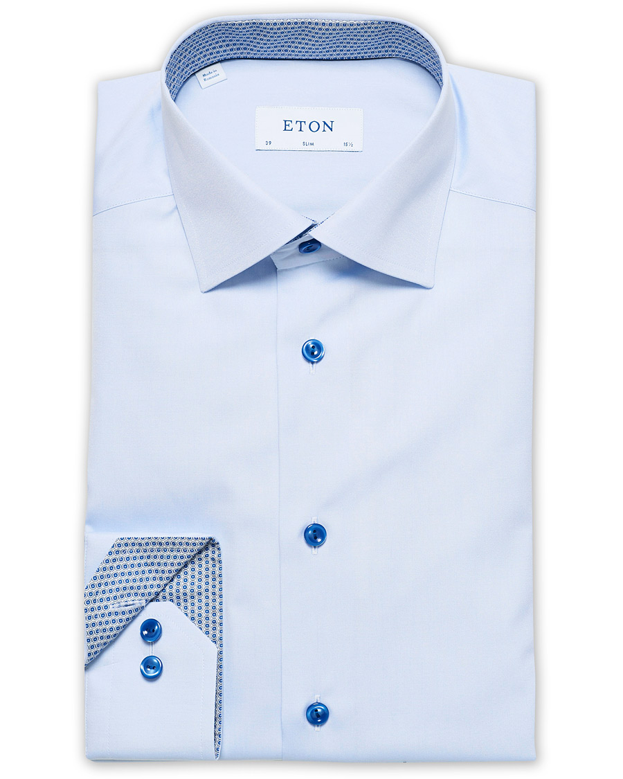 Herren | Hemden | Eton | Slim Fit Contrast Cut Away Shirt Blue