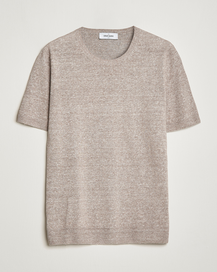 Herren | T-Shirts | Gran Sasso | Cotton/Linen Knitted Tee Beige