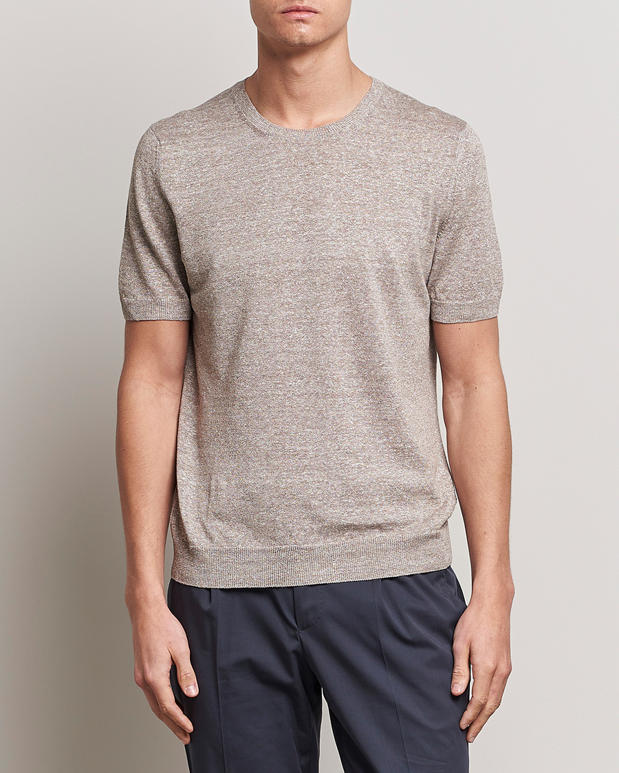 Herren | T-Shirts | Gran Sasso | Cotton/Linen Knitted Tee Beige