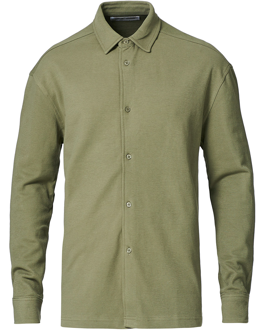 Herren | Pullover | Samsøe Samsøe | Samsøe & Samsøe Abuto Cotton Piquet Shirt Deep Lichen Green
