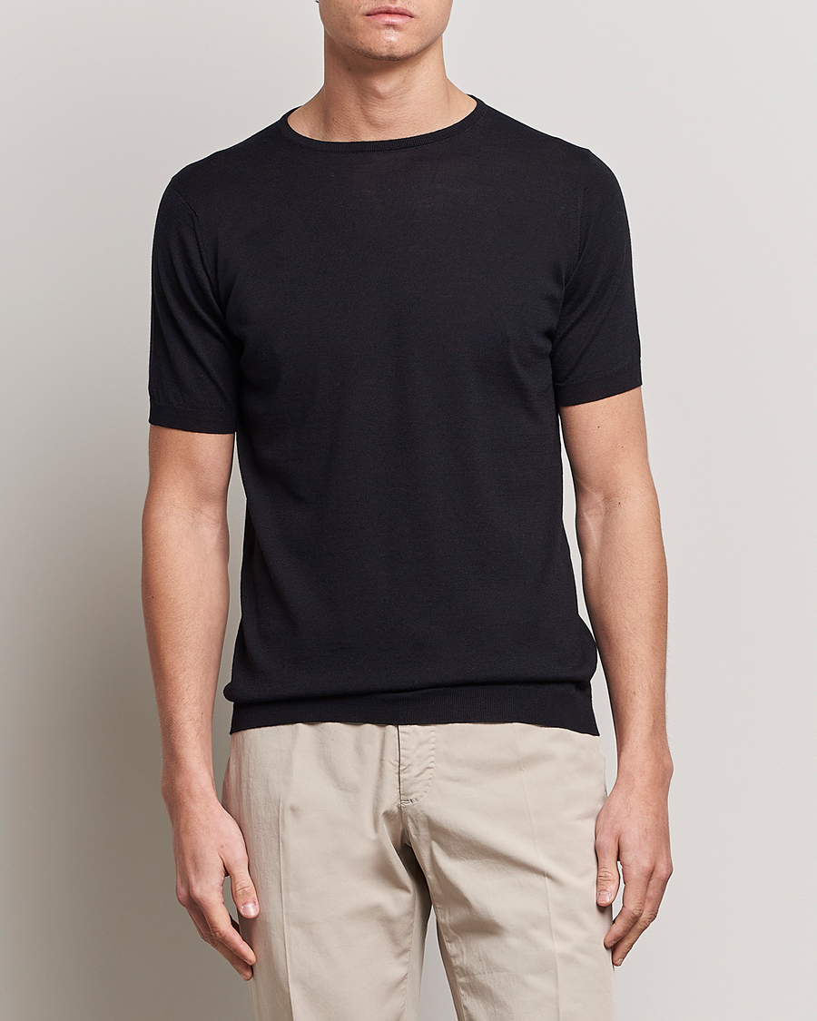 Herren | T-Shirts | John Smedley | Belden Wool/Cotton T-Shirt Navy