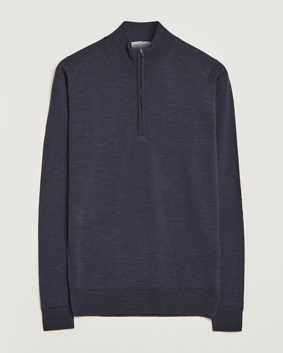 Herren | Pullover | John Smedley | Barrow Extra Fine Merino Half Zip Hepburn Smoke