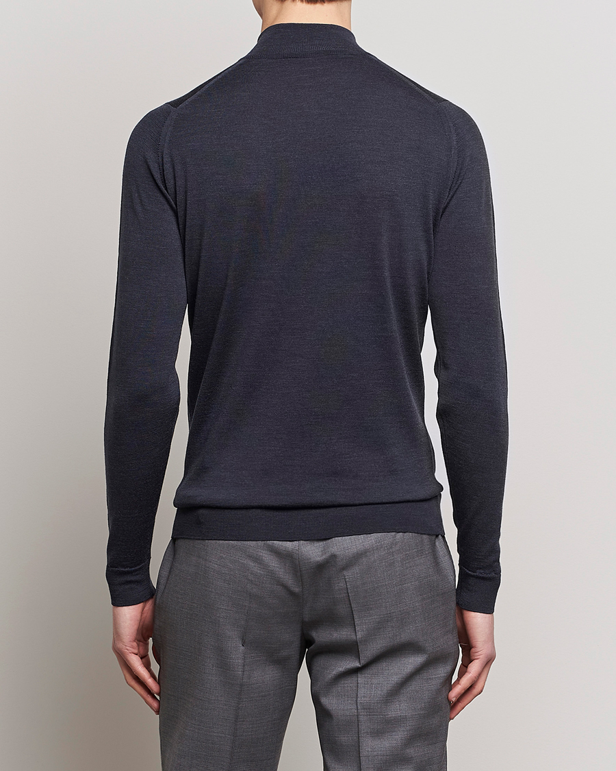 Herren | Pullover | John Smedley | Barrow Extra Fine Merino Half Zip Hepburn Smoke