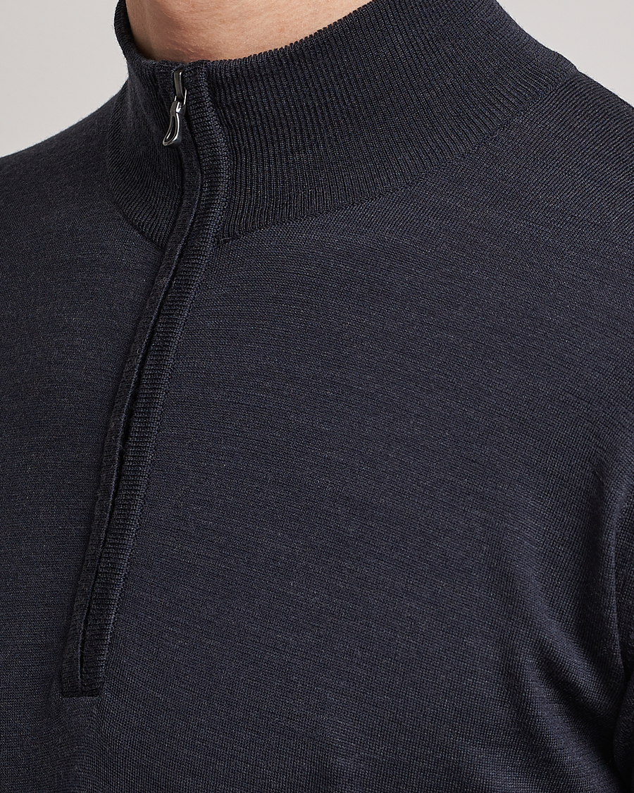 Herren | Pullover | John Smedley | Barrow Extra Fine Merino Half Zip Hepburn Smoke