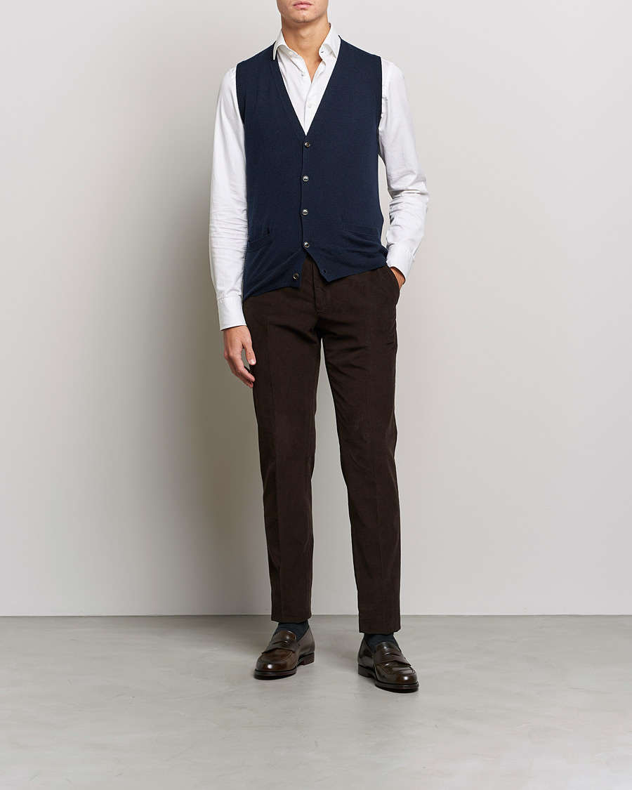 Herren | Pullover | Piacenza Cashmere | Cashmere Sleeveless Cardigan Navy