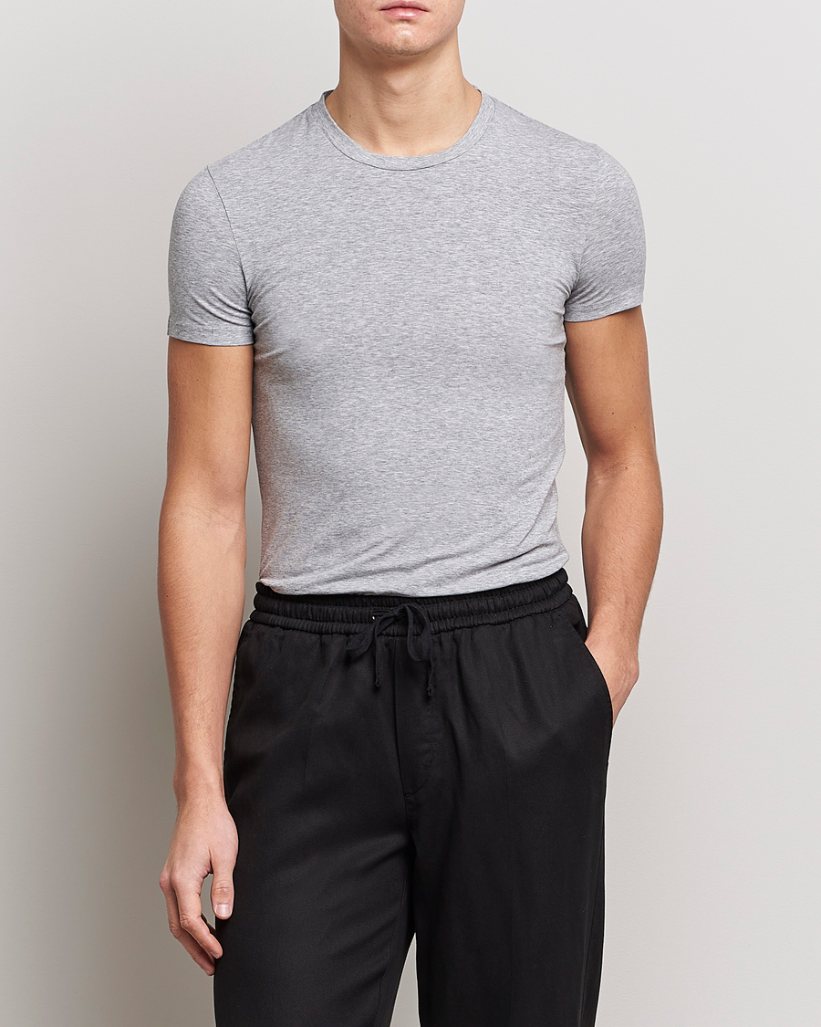 Herren | T-Shirts | Zegna | Cotton Stretch Crew Neck T-Shirt Grey Heather